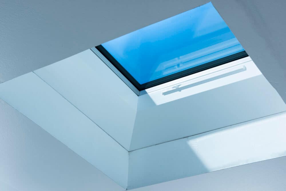 interior view of modern aluminium flat roof light