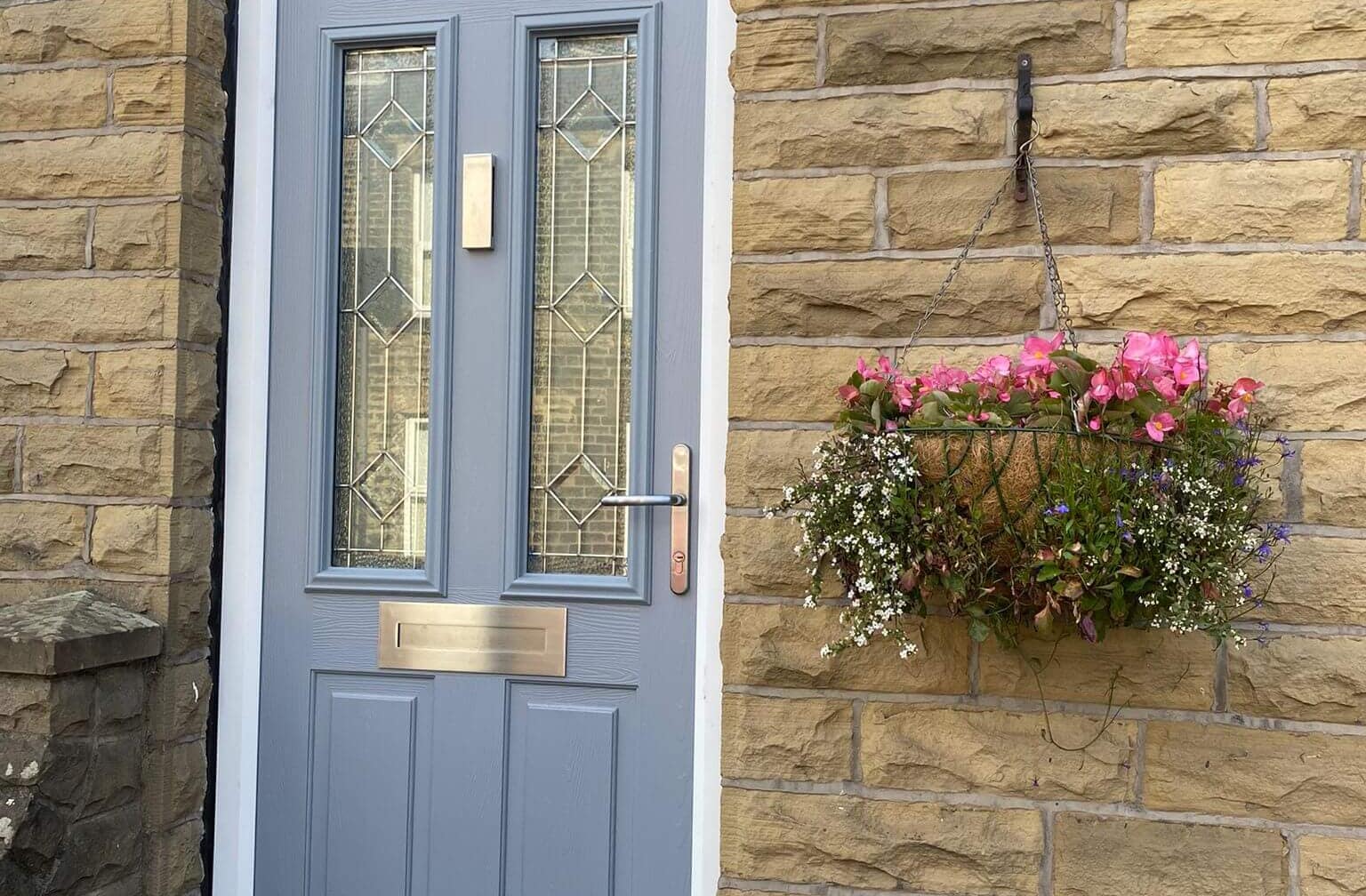 traditional style composite door in french grey with top opener