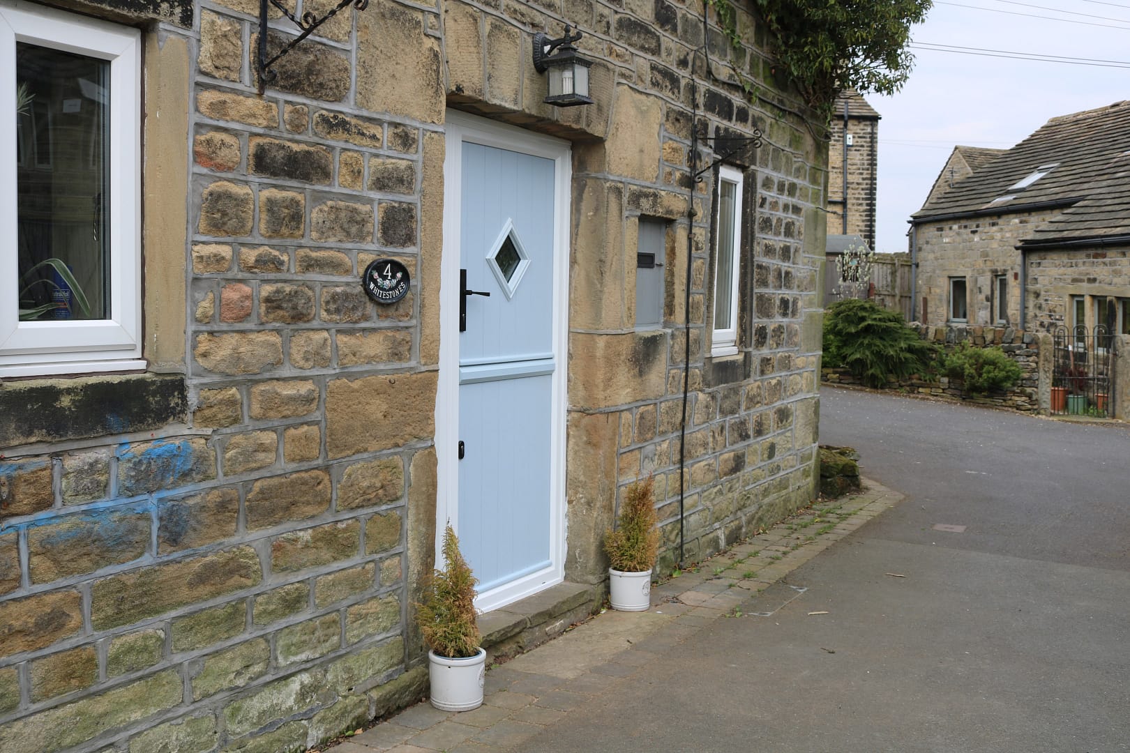 duck-egg blue front door