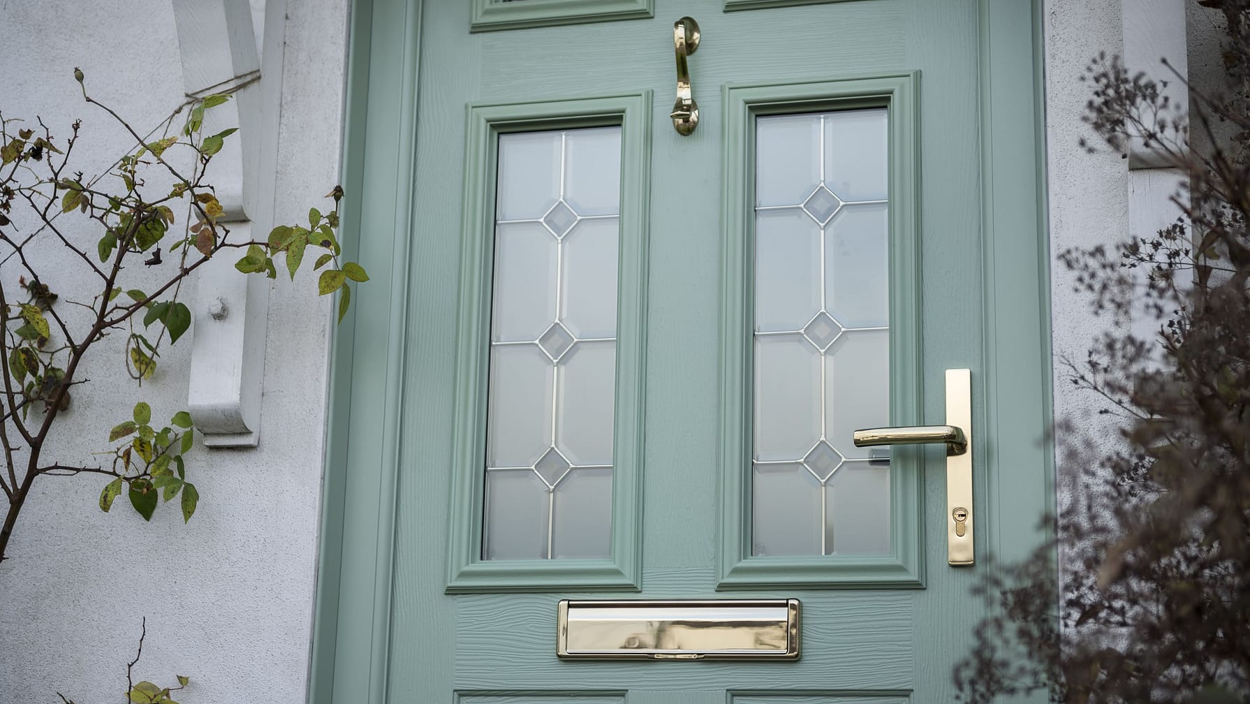 close up of door handle on composite door