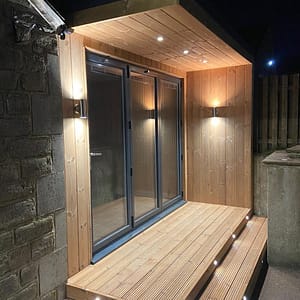 aluminium bifold doors on garden extension room