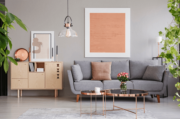 large artwork in modern living room acting as statement piece