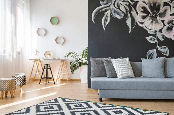 modern home interior with bold statement wall