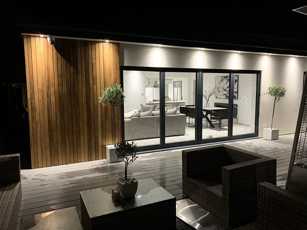 aluminium bifold doors on living room extension