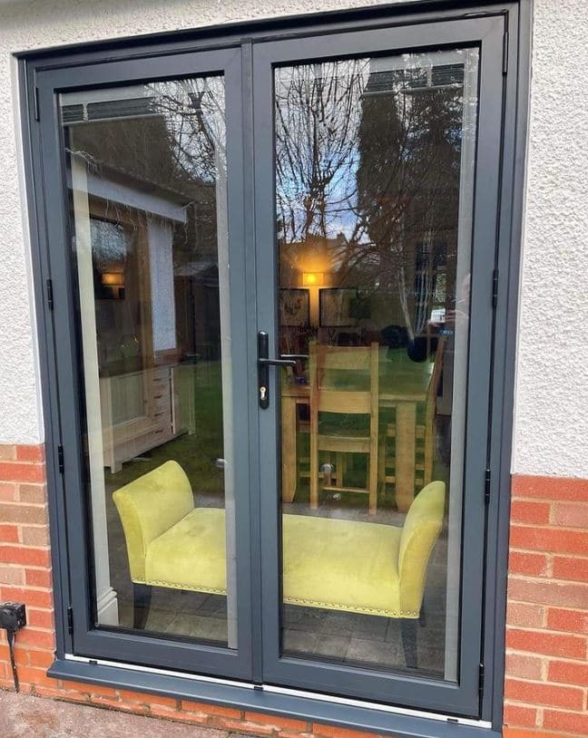 french door with black door handle