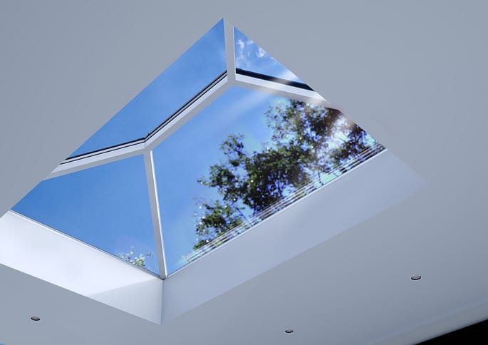 aluminium white roof lantern skylight bringing natural lighting into a building