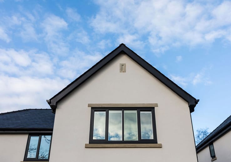 modern anthracite flush sash upvc windows on house