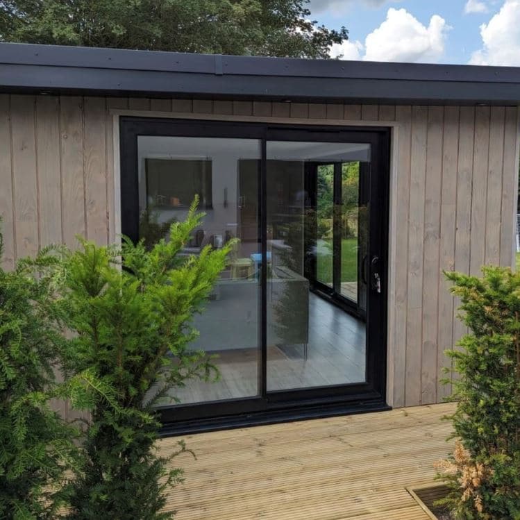 aluminium sliding patio doors on garden room
