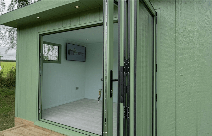 bespoke bifold doors in green colour