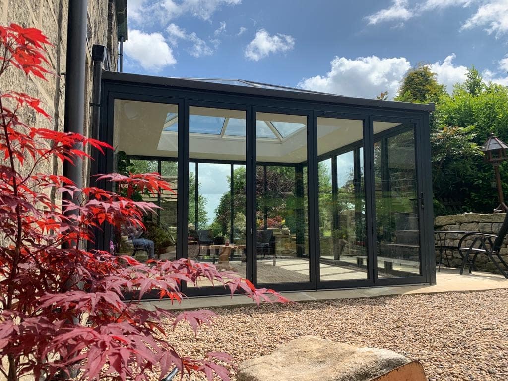 black bifold door